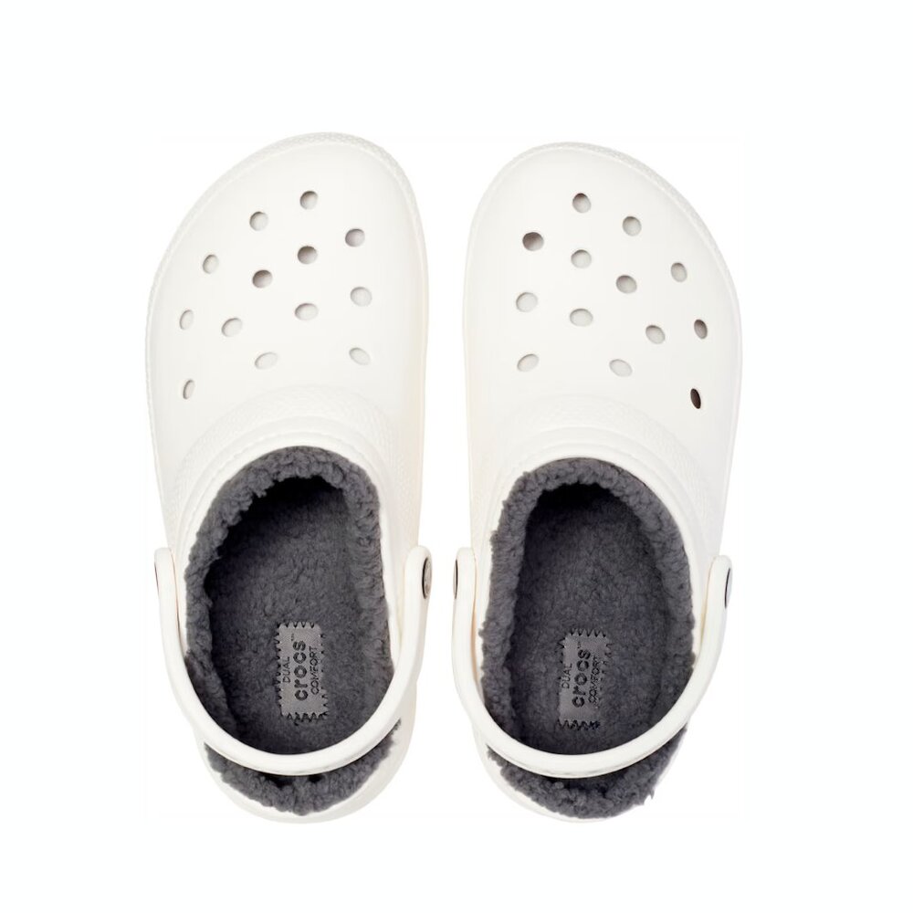 Crocs Classic Lined Clogs White / Grey Womens 9 / Mens 7